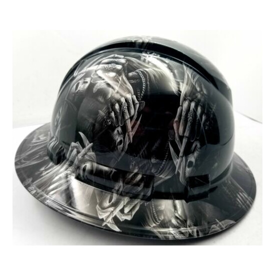 Hard Hat custom hydro dipped , OSHA approved FULL BRIM ,FTW GRIM REAPER UP YOURS image {2}