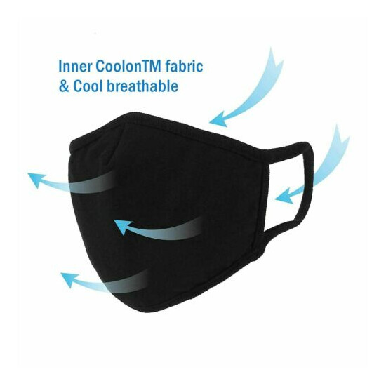 Face Mask 1 Pcs Reusable Washable Cotton Breath,Comfortable Double Layer Black image {6}