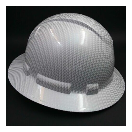 FULL BRIM Hard Hat custom hydro dipped , NEW WHITE CARBON FIBER HOT NEW HYDRO  image {3}