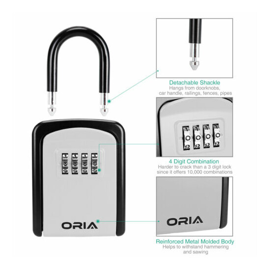 Outdoor 4&Digital Combination Key Lock Storage Security Box,Wall Mounted&Padlock Thumb {8}