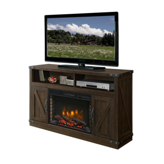 Electric Fireplace TV Stand w/ 13 Heat Settings Freestanding 53 In. Rustic Brown image {4}