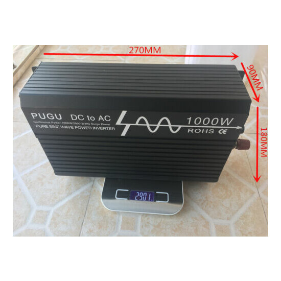 LCD Pure Sine Wave Power Inverter 1000W 12V/24V to 110V/220V with USB Off Grid image {4}