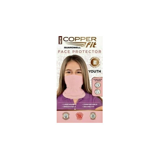 Face Mask Copper Fit Guardwell Face Protector Pink Youth Ages 8 New image {1}
