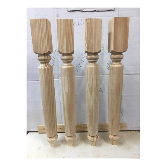  4---- 29" CLEAR PINE TABLE LEGS WOODEN TURNED  image {4}
