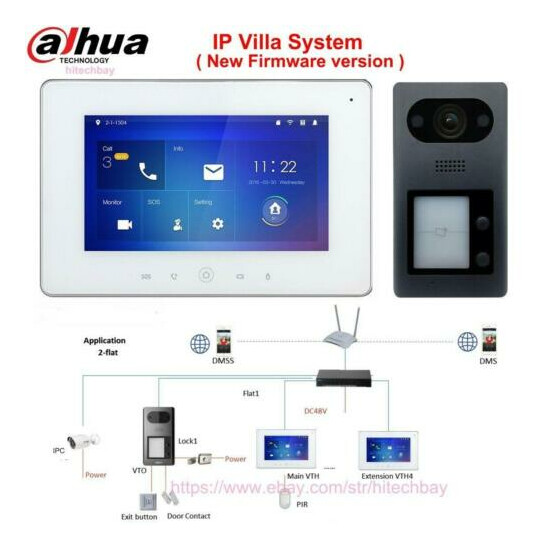 Dahua Doorbell VTH5221DW-S2 IP Villa wifi Monitor VTO3211D-P2-S2 Video Intercom image {1}