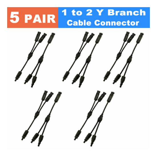 5 Pairs Solar Panel 1 to 2Y Branch Cable Connectors Adapter Extension Connectors image {2}