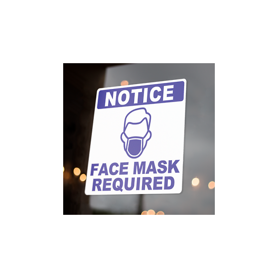 Face Mask Required Notice Sign Viny lSticker Decal, Help Stop The Spread 3" Blue image {1}