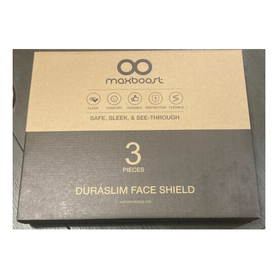 Maxboost Protective Face Shield - 3 Pack (Adult Size), DuraSlim Series Reusable  image {1}