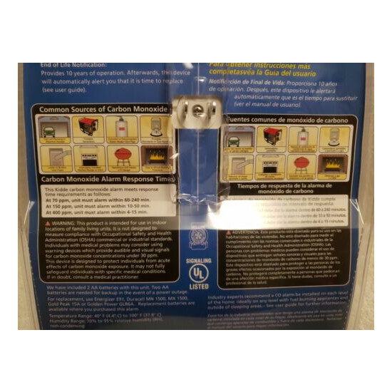 Kidde Carbon Monoxide Detector Plug In 120V Tamper Resistant Alarm KN-COB-DP2 image {4}