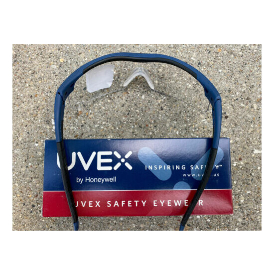 SX0100 Honeywell UVEX Versapro Safety Glasses BLK/Blue Frame CLR antifog lens image {3}