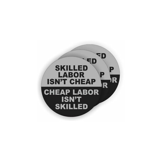 3pk Funny Skilled Labor Hard Hat Stickers Helmet Decals Labels Union Laborer GRY Thumb {1}