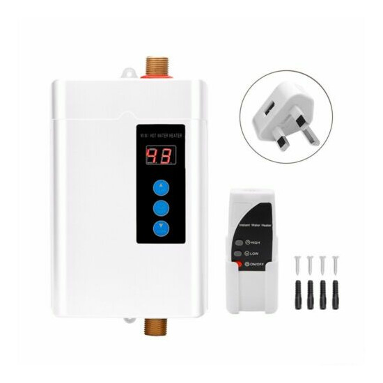 Remote Electric Instant Hot Tankless Water Heater Shower Kitchen Tap Faucet 3KW image {4}