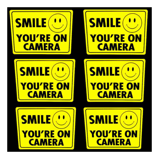 SMILE YOU ARE ON CAMERA OUTDOOR WARNING STICKER WINDOW DOOR DECALS image {1}
