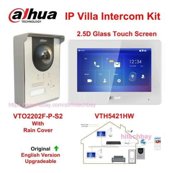 Dahua IP Video Intercom VTO2202F-P-S2 Doorbell VTH5421HW Monitor PoE Mobile APP image {1}