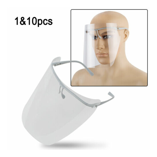 CE Safety Full Face Shield Clear Flip-Up 1 Shield & 10 Visors Anti Fog Face Mask image {2}