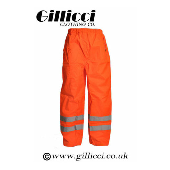 High Hi Viz Vis Visibility Work Wear Protective Safety Over Trousers Waterproof image {5}