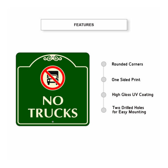 No Trucks Driveway Towing Private Drive Safety Aluminum Metal Sign 12"x12"  image {2}