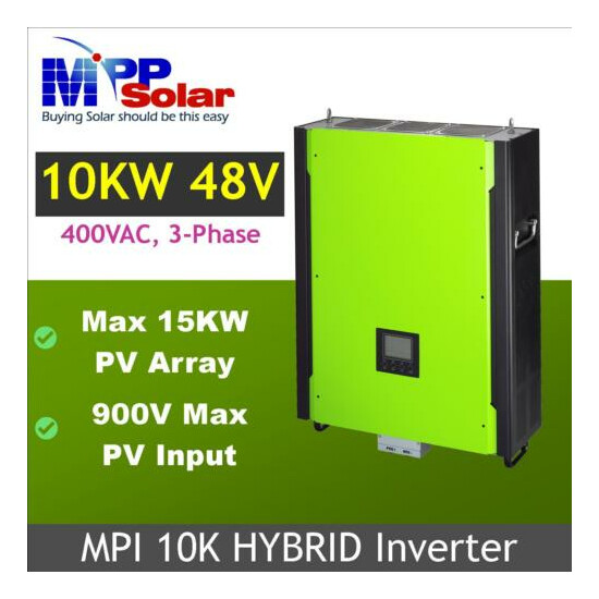 Hybrid Solar inverter 10kw 3 phase , max PV input 900vdc , max solar 14.5kw image {1}