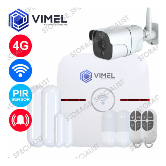 4G Wireless Home Alarm System WIFI Dual PIR Window Door Sensor Security Camera image {1}