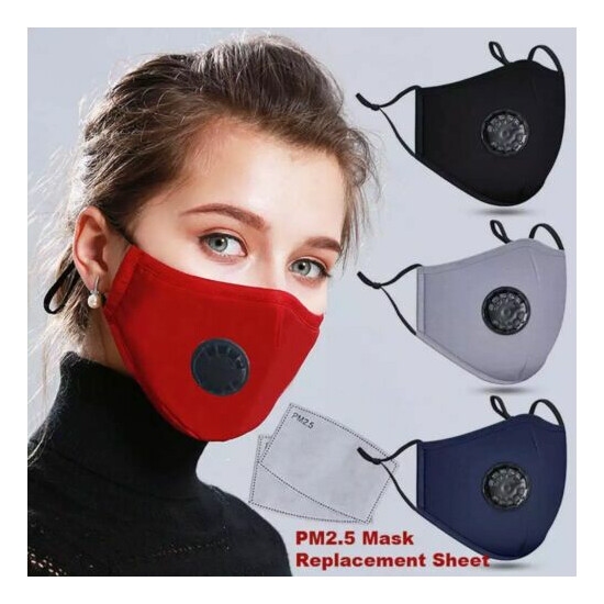 Face Cover With Valve & 2 Free Filters Washable Cotton. USA STOCK . image {4}