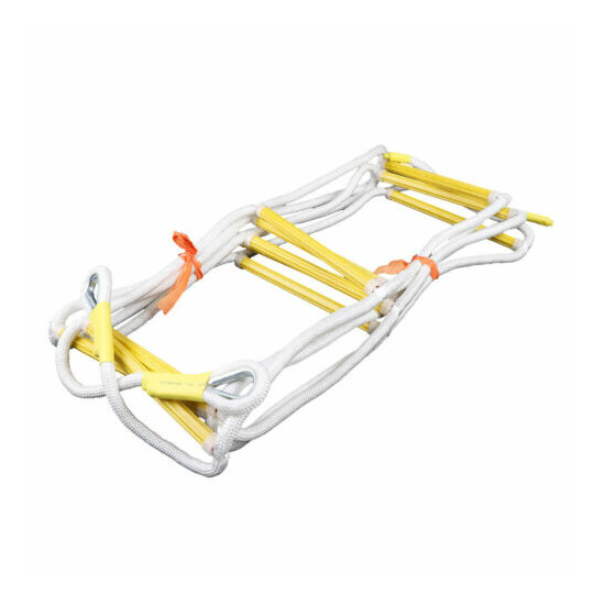 Polyester 16 ft Rope Ladder Escape Drill Cave Rescue Aerial Work Portable Ladder image {4}