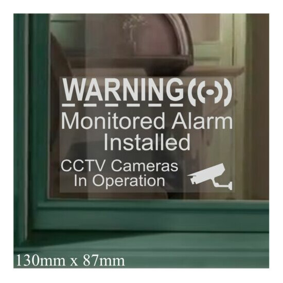 6 x Monitored Alarm Installed CCTV Camera Security Warning Window Stickers Signs image {1}