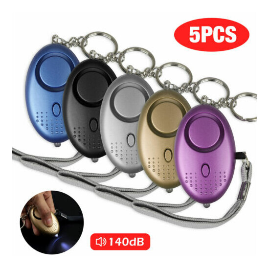 3/5 Pcs Safe Sound Personal Alarm Keychain With LED Light 130DB Emergency Women image {1}