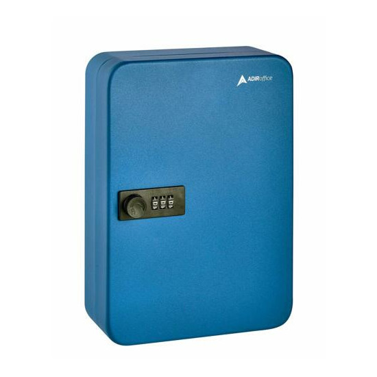 AdirOffice Blue Steel 48 Key Secure Cabinet Combination Lock Key Storage Box Thumb {1}