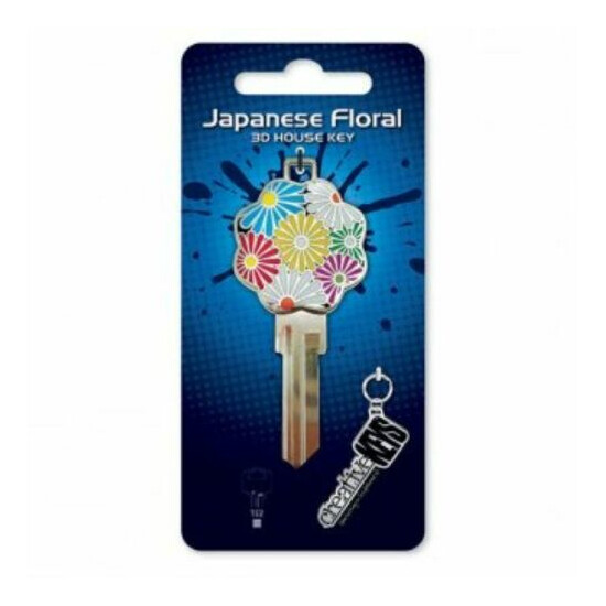 Japanese Floral 3D House Key Blank - TE2 - Uncut - Collectable - Locks - Keys  image {1}