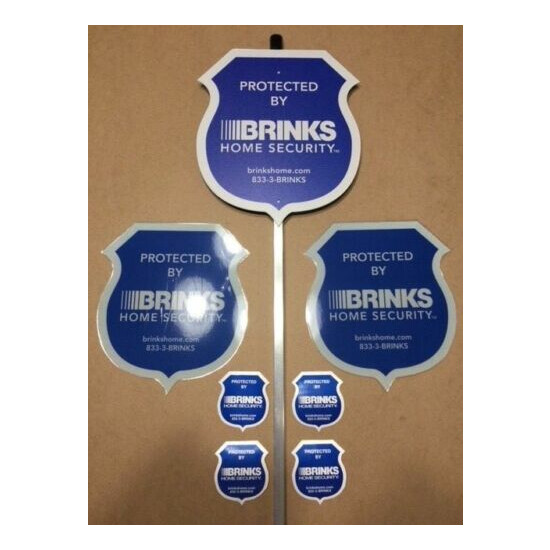 **NEW** BRINKS REFLECTIVE SECURITY YARD SIGN + 4 2-Sided Decals + SOLAR LIGHT image {3}