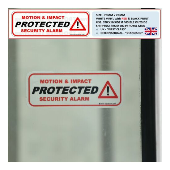 4 x PROTECTED WINDOW STICKERS MOTION & IMPACT SENSOR SECURITY ALARM VERISURE ADT image {1}
