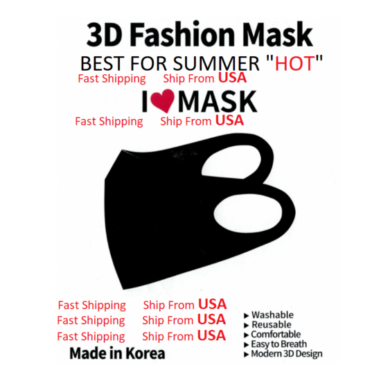 Cooling Nano-Silver Face Mask Cover Unisex Adult Washable Reusable Made in Korea image {2}