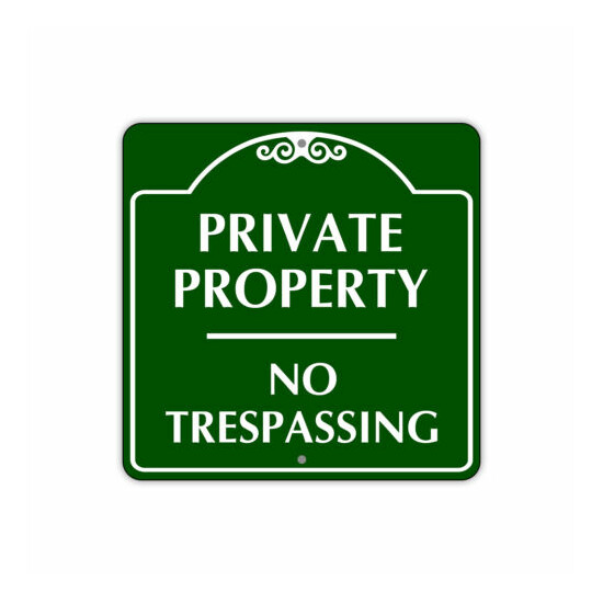 Private Property No Trespassing Protection Unique Aluminum Metal Sign 12"x12"  image {1}
