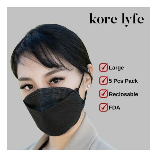 Face Covering - Black Large - 10 PCS Reclosable Package - Made in Korea image {2}