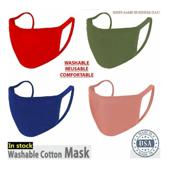Washable Cotton Face Mask Reusable Breathable Soft Mouth Cover Made in the USA Thumb {1}
