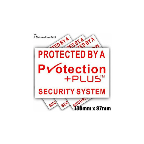 6 x 130mm Protection Plus™ Security Stickers-Alarm Warning Signs-Bell Box,Door image {1}