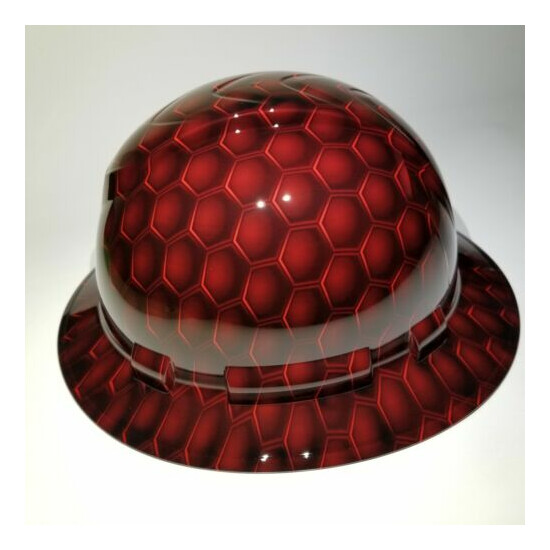 NEW FULL BRIM Hard Hat custom hydro dipped in 3D RED HEX CARBON DEEP 3D EFFECTS image {3}