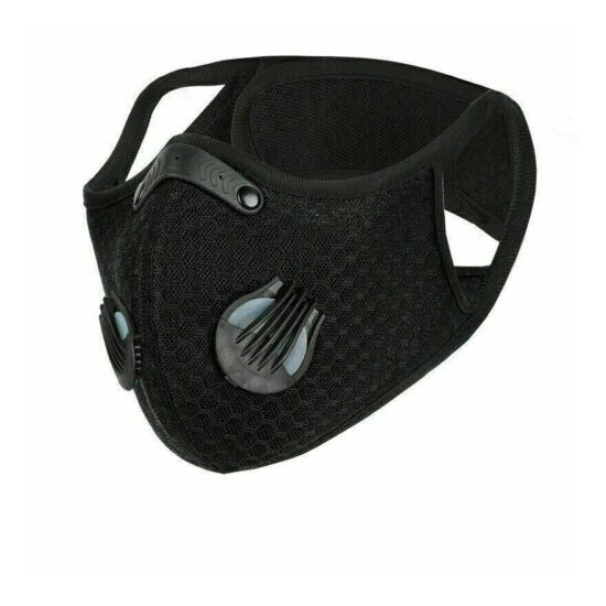 Dual Valve Breathable Mesh Sport Face Mask With Neck Strap & PM2.5 Carbon Filter image {13}