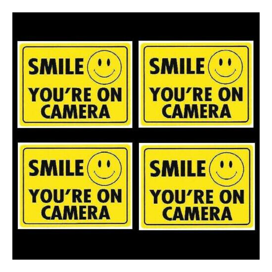 4 HOME SECURITY SURVEILLANCE CAMERAS IN USE WARNING WINDOW STICKER DECALS SIGN image {1}