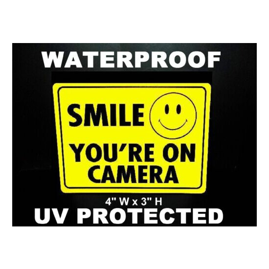 SMILE YOU ARE ON CAMERA OUTDOOR WARNING STICKER WINDOW DOOR DECALS image {2}