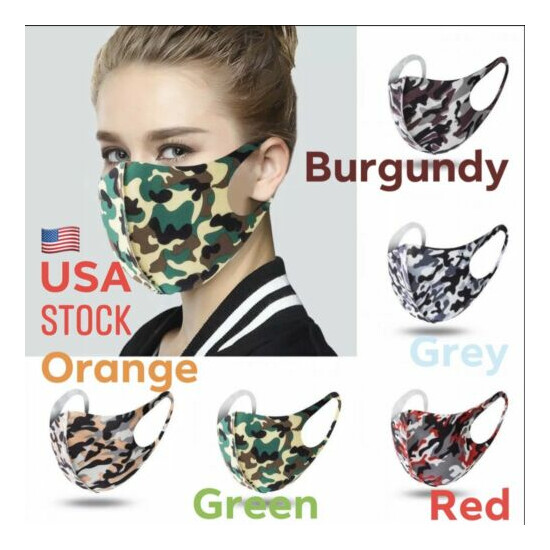 Face Cover 5 pcs Washable Cotton+Polyester Unisex Camouflage Comfortable image {1}