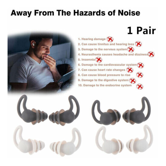 Silicone Ear Plugs Anti Noise Reduction Hearing Protection Earplugs Insulat l-dm image {1}
