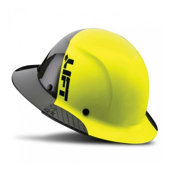 Lift Safety HDF-50C19HC Dax 50/50 Carbon Fiber Full Brim Hard Hat Yellow-Black image {1}