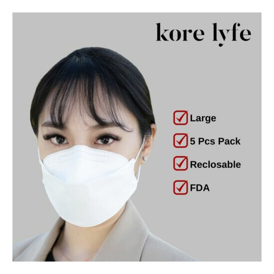 Face Covering - White Large - 10 PCS Reclosable Package - Made in Korea image {2}