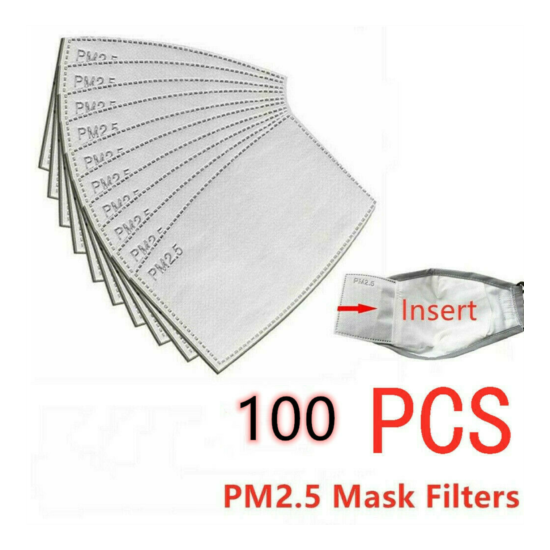 100PCS PM2.5 Activated Carbon Filter Replaceable Filter Pad Adult Mask USA SHIP image {1}