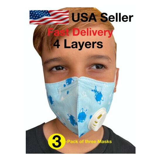 PACK OF {3} KIDS FACE MASK, very soft & Comfortable, MASK, BLUE KID MASK image {1}