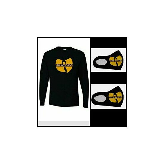 Wu Tang Clan tshirt long sleeveClassic Hip Hop RAP Music ,2 mask custom black image {1}