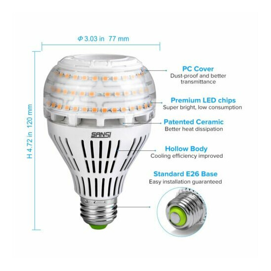 SANSI 250W Equivalent LED Light Bulb 27W 3000K E26 Home Lamp A21 Energy Saving Thumb {10}