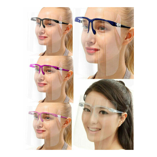 Shield Full Face Visor Glasses Blue Protection Mask PPE Transparent Pack Of 10 image {1}