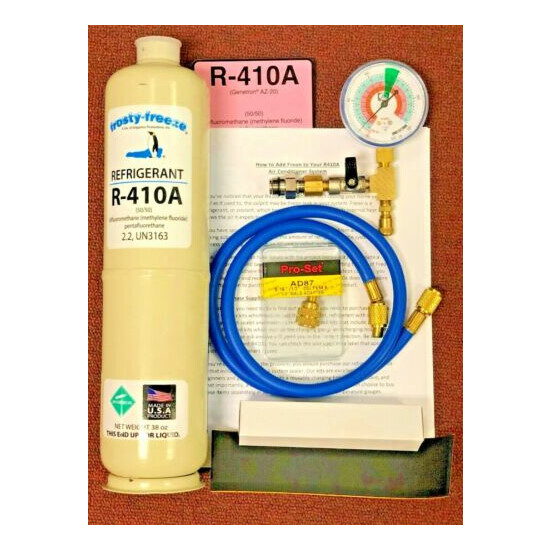 410a, R410, Large 38 oz. Can A/C Recharge Kit, Color-Coded Gauge, Instructions  image {1}